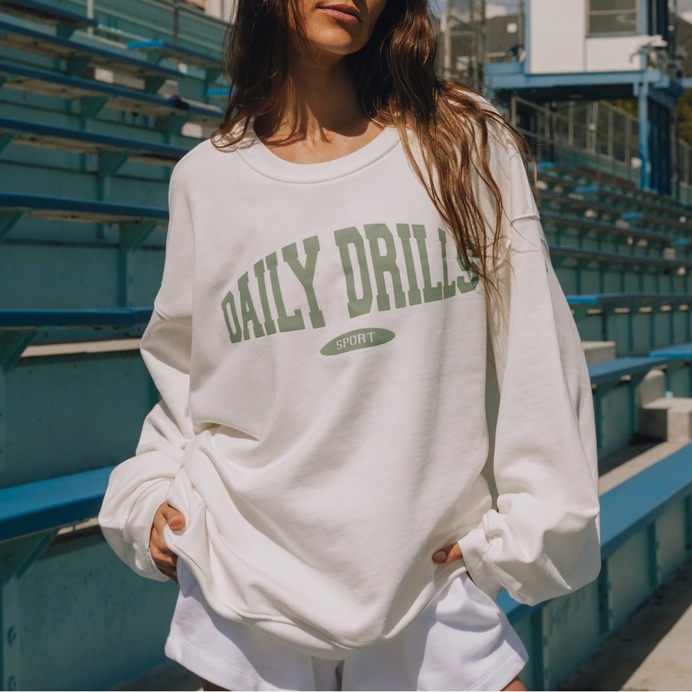 White and green Daily Drills Sweatshirt Oversized XS/S